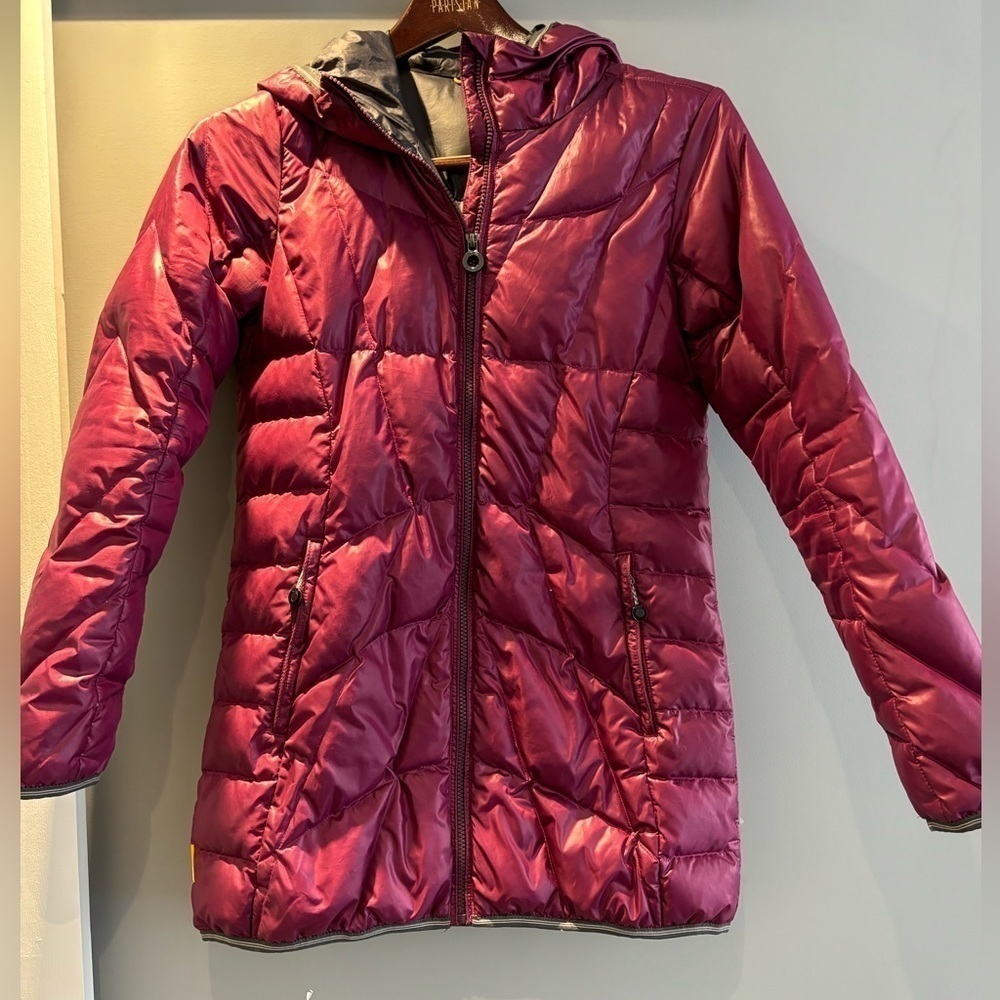 Women's Quilted Hooded Jacket - Purple